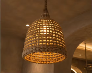 Natural Woven Rattan Pendant <b>Light</b> Bell Shape Hanging <b>Ceiling</b> Lamp for Cafe Restaurant Living Room Bedroom - Product Image 2