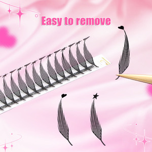 Tùy chỉnh nhãn hiệu riêng ghép truyện tranh Spire lông mi mở rộng PREMADE người hâm mộ <span class=keywords><strong>Lash</strong></span> mở rộng với các ngôi sao và trái tim - Product Image 2