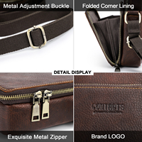 Sac de téléphone rétro pour homme, sac bandoulière en cuir pleine fleur Crazy Horse, pochette pour téléphone avec plusieurs poches zippées, convient aux téléphones de 6,7 pouces avec emplacements pour cartes