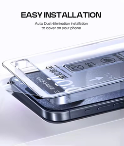 Dễ Dàng Cài Đặt Kit Đầy Đủ Bìa 9H HD Trong Suốt Tempered Glass Màn Hình Cho <span class=keywords><strong>iPhone</strong></span> 16 Pro Max 3D Nhanh Chóng Applicator - Product Image 3