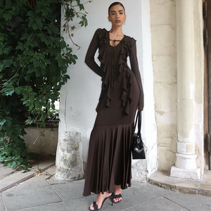 FS11359A New Arrival <strong>Clothes</strong> Women Casual Maxi Dress Pleated Dresses - Product Image 3