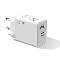 Pengisi Daya Dinding USB 120W QC3.0 Super Cepat, Adaptor Catu Daya Pengisian Cepat 6A, Kabel Data USB C, Kabel Tipe C, Colokan Pengisi Daya Ponsel