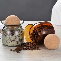 Pot de conservation en verre borosilicate transparent avec couvercle en liège, compatible micro-ondes et lave-vaisselle, 350 ml, pour céréales, thé, cuisson