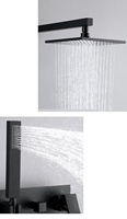 Système de douche pluie moderne en laiton haute pression, mitigeur mural 2 voies à poignée unique, ensemble combiné noir pour salle de bain