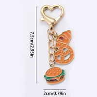 Porte-clés en alliage de zinc plaqué, motif dessin animé coloré et mignon, en forme de dessert, idéal pour les boutiques de cadeaux et la vente au détail