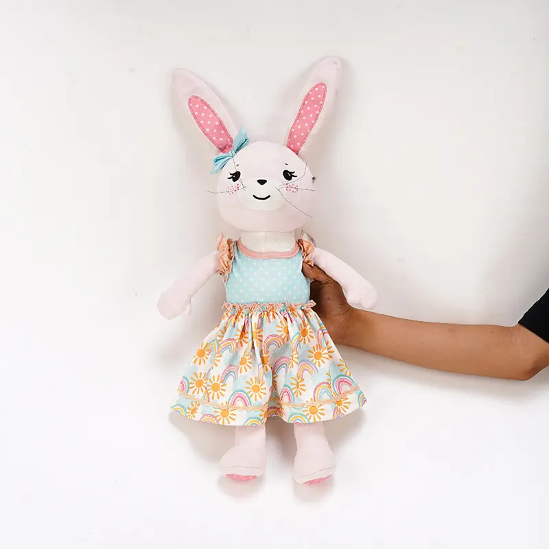 Kinderen Bunny Speelgoed Schattige Baby Cadeau Gebreide Konijn Pop Met Rok Prinses Jurk Pluche Poppen