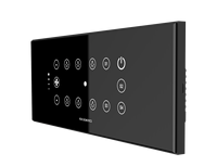 Système de maison intelligente Fox Domotics, interrupteurs muraux tactiles 6 touches, finition verre, Wi-Fi, noir et blanc, fonction variateur, indice de protection IP40