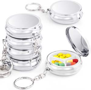 Étui <span class=keywords><strong>à</strong></span> pilules en métal porte-médicaments rond porte-clés Mini <span class=keywords><strong>boîte</strong></span> <span class=keywords><strong>à</strong></span> comprimés <span class=keywords><strong>de</strong></span> médicaments avec 3 compartiments pour sac <span class=keywords><strong>à</strong></span> main <span class=keywords><strong>de</strong></span> <span class=keywords><strong>poche</strong></span> voyage en plein air quotidien - Product Image 1