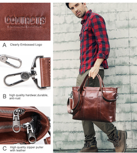 Túi xách laptop nam da thật chống nước cổ điển, đựng được iPad 14 inch, có dây đeo vai và đệm - Product Image 4