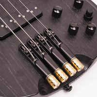 Guitare basse sans tête 24 frettes 4 cordes noire mate corps rond à découpe simple forte puissance