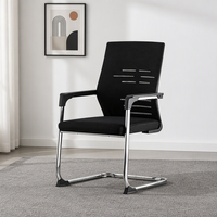 Chaise ergonomique professionnelle en maille, dossier haut, base cantilever chromée, garniture argentée, chaise de conférence en tissu pour invités
