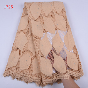 <strong>Peach</strong> Color Embroidery Guipure Cording <strong>Net</strong> <strong>Lace</strong> <strong>Fabric</strong> With Stones High Quality Water Solution Guipure Cord <strong>Lace</strong> With Beads 1725 - Product Image 5