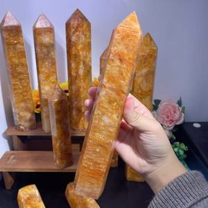 Tour de Guérisseur Doré Naturel Vente en Gros Jaune Quartz Hématoïde Point Obélisque Cristal Artisanat pour la Décoration et la Méditation - Product Image 4