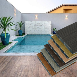 Cubierta compuesta de aluminio Suelo laminado impermeable móvil Forma cuadrada para uso en exteriores para piscinas Técnicas cepilladas - Product Image 1