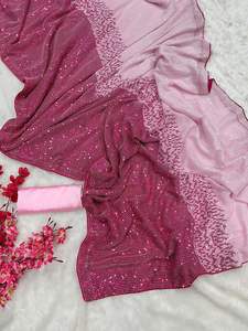 Sari en gororgette de qualité supérieure pour femmes, nouveau design, séquence avec broderie, tenue de soirée, prix de gros FABZONE, export - Product Image 4