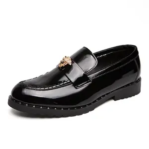 New Patent Leather Solid Color Slip-on Women Leather Loafers large size women's shoes