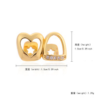 Grillz dentaire double dent en laiton avec zircone cubique et cœur creux pour hommes, bijoux dentaires, en stock, vente en gros, petite commande, cadeau de fête