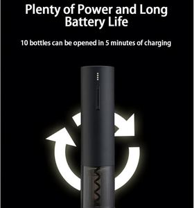 USB Rechargeable Lithium Battery Modern Plastic Electric Automatic Wine <b>Bottle</b> Opener Battery Capacity Display Fast Charging - Product Image 3