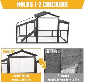 Poulailler de luxe à deux étages, nichoir pour lapins, cage en bois pour poules, intérieur/extérieur, résistant aux intempéries, toutes saisons - Product Image 4