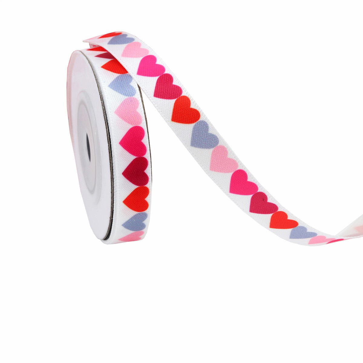 Blanc - Cœurs multicolores (denses) - 1 cm x 10 mètres