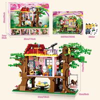 EPT Jouet Éducatif Chaud Bloc 840 Pcs Forêt Arbre Maison Bloc Brique Oiseau Chat Figure Cabane Dans Les Arbres Mini Ensemble De Briques De Construction