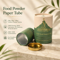 Tubo de Papel Kraft Reciclado, Biodegradable, de Grado Alimenticio, con Revestimiento de Lámina y Estampado en Caliente, para Envasado de Matcha en Polvo |