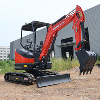 Mini-excavatrice Derette RT26 de 2,6 tonnes avec chenilles en caoutchouc pour travaux de aménagement paysager et de jardinage, châssis rétractable, stabilité de 1500 mm