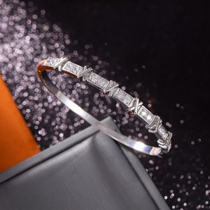 Classic Double Row Zircon <b>Bangle</b> For Women Polished Gold <b>Silver</b> Zinc Alloy Claw Setting Gift Jewelry Fashion <b>Bracelet</b> - Product Image 4