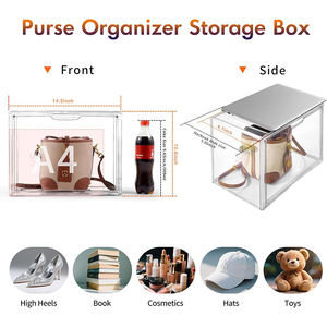 Paquete de 3 Cajas de Acrílico con Puerta Magnética, Contenedores de Almacenamiento Apilables de Plástico Transparente con Tapas Grandes - Product Image 2