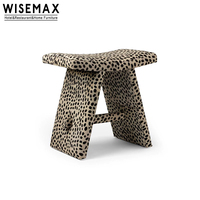 WISEMAX FURNITURE Salon de luxe léger Cadre en bois Chaise en tissu imprimé léopard Tabourets pouf pour hôtel, bureau, restaurant