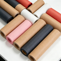 Rouleau de papier kraft vierge durable certifié FSC, papier brun naturel épaissi pour l'emballage et la mise en cadeau, disponible en plusieurs couleurs