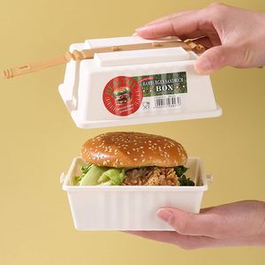 Portable Sandwich Container with Handle Buckle BPA-Free Hamburger Storage Box Leakproof On-the-Go <b>Lunch</b> Box - Product Image 5