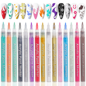 Stylo à <span class=keywords><strong>ongles</strong></span> ZHIJIA, crayon gel pour <span class=keywords><strong>dessin</strong></span> et graffiti, stylo marqueur blanc imperméable en plastique, pinceau liner pour peinture, outils <span class=keywords><strong>de</strong></span> manucure DIY - Product Image 1