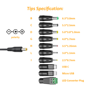Adaptateur universel AC/DC 36W pour ordinateur portable, alimentation à découpage multi-tensions, 8 embouts sélectionnables, port USB 5V 2A, OTP 3V 12V, neuf - Product Image 5