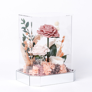 Vente directe d'usine, rose éternelle couleur cappuccino, cadeaux en boîte acrylique pour la fête <span class=keywords><strong>des</strong></span> mères, la Saint-Valentin - Product Image 2