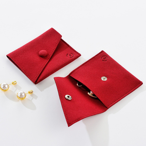 1mm Thick High Quality Microfiber Button Jewelry Packaging <b>Gift</b> Pouch Packaging Jewelry Bag Pouch with Oblique Flap - Product Image 4
