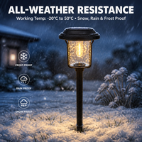 Lampe solaire de jardin pour allée, lumière blanche chaude douce 2700K, IP65, contrôlée par capteur, pour extérieur