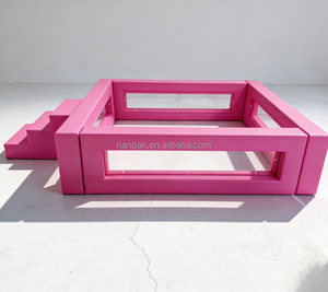 Piscina di Palline Rosa Intenso Quadrata per Interni/Esterni con Pannelli Trasparenti e Palline Morbide per Feste ed Eventi a Noleggio - Product Image 4