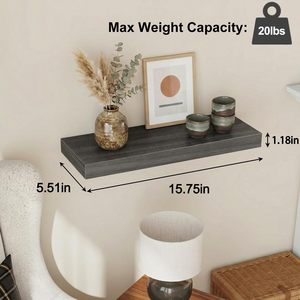 Étagères flottantes de 15,8 pouces, finition bois gris, étagère murale décorative avec supports invisibles pour salle de bain, salon, chambre à coucher, cuisine - Product Image 2