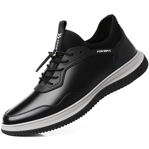Mocassins en cuir pour hommes, bout rond, à lacets, doublure en maille respirante, semelle en caoutchouc, style britannique, chaussures décontractées toutes saisons - Product Image 5