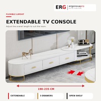 Ensemble de meuble TV extensible et table basse de style italien de luxe avec dessus en pierre frittée pour salon