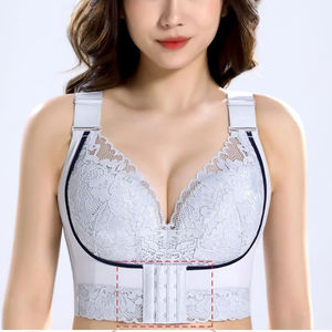 Бюстгальтер ZOYIAME для женщин, большой размер чашки с застежкой на спине, полный охват, кружевной бюстгальтер из шкуры, толстый бюстгальтер с глубокими чашками, беспроводной бюстгальтер с пуш-ап, большие размеры - Product Image 4
