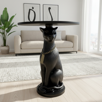 Table basse en fibre de verre, design créatif et luxueux, grand chien avec plateau, mobilier de salon, statue de léopard