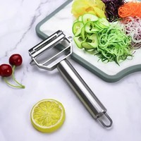 Multifunctionele draagbare keukenhulp, makkelijk schoon te maken, roestvrij staal, dubbelzijdige fruit- en groenteschiller, aardappelsnijder, -rasp
