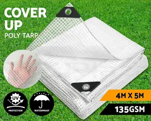 Super Heavy Duty Clear Poly Tarps 4 × 5m Fully UV ProtectedためCanvas Camping CoverとGreenhouse Tarp