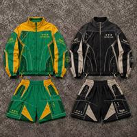 Ensemble de survêtement pour homme avec veste zippée, coupe-vent léger, vêtements de sport, design de panneau avec logo personnalisé, streetwear
