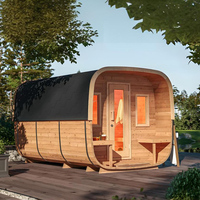 Sauna Exterior de Madera Sólida en Forma de Cubo, Diseño Moderno, Sauna Tradicional de Cedro Rojo