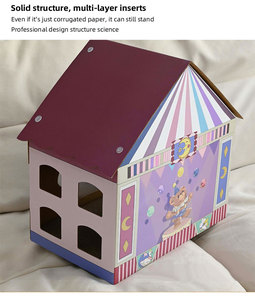 Casa <span class=keywords><strong>de</strong></span> gato moderna estilo carnaval con 8 <span class=keywords><strong>ventanas</strong></span> interactivas grandes Cama Cueva <span class=keywords><strong>de</strong></span> gato <span class=keywords><strong>de</strong></span> cartón corrugado duradero para gatos <span class=keywords><strong>de</strong></span> interior - Product Image 6
