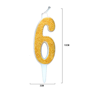 Vente en gros directe d'usine, nouvelles bougies d'anniversaire dorées scintillantes au design élégant pour gâteau - Product Image 6