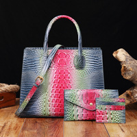 Sac à main rétro pour femme, sac à bandoulière pour mère et enfant, motif crocodile coloré, fermeture éclair, sac à bandoulière en PU pour femme